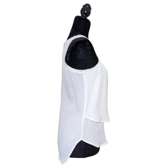 VERONICA BEARD Raw Edge Silk Off-White Tank Top - Picture 4 of 7